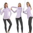 FKEEP Women's Sun Shirts Long Sleeve Athletic Jackets UPF 50+ Top with Thumb Holes Quick Dry for Golf Tennis Hiking (07 Lavender)