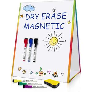 Scribbledo Table Top White Board Magnetic Easel for Kids Dry Erase Drawing Board Toddler Writing Tabletop Whiteboard with 6 Dry Erase Markers and 1 Eraser Included