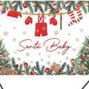 10X8ft Christmas Baby Shower Backdrop Santa Baby Christmas Party Decorations Photography Background Winter Newborn Xmas Tree Snowflake Baby Shower Decoration Cake Table Photo Booth Studio Props (Red02)