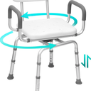 Shower Chair,Seat Shower Stool,Portable Shower Chair with Adjustable Height,Shower Chair with Arms and Back,for Elderly,Handicap & Seniors up to 340LBS (Detachable Handrail) (360 Degree)
