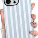 KANGHAR Compatible with iPhone 16 Pro Max Case, Aesthetic Stripes Cute Pattern, Support for MagSafe Shockproof Cover for Girls Women -Blue