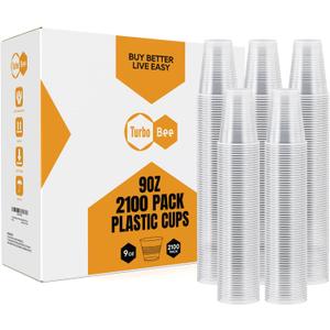 Turbo Bee 2100Pack 9oz Disposable Plastic Cups Bulk, Party Drinking Cups, Plastic Party Cups, Disposable Cups for Wedding, Thanksgiving and Any Parties
