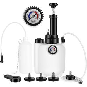 3L Brake Bleeder Kit, Brake Bleeder Vacuum Pump Kit with 1L Brake Bleeder Bottle and 4 Master Cylinder Adapters, Brake Fluid Bleeder Kit Suitable for Most Brake Master Cylinder Reservoirs