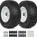 GICOOL 13x5.00-6 Flat Free Lawn Mower Tire and Wheel, 13x5-6 Riding Lawnmower Tire with 3"-6" Centered Hub and 3/4" & 5/8" Bearings, Tractor Turf Tire Turf-Friendly, 2 Pack