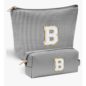 Initial Makeup Bag, Travel Toiletry Bag, Personalized Gifts for Women Girls Monogrammed Gifts for women, Cute Stuff for Teen Girls Wedding Bridal Gifts Preppy Things for Teen Girls Black B