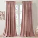 StangH Pink Velvet Curtains for Nursery Bedroom, Room Darkening Privacy Protect Window Treatment Home Decoration for Living Room/Girls Bedroom/Spa/Office, W52 x L84, 2 Panels