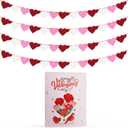 3 x Valentines Heart Garland Banner, Pre-Strung - Valentines Decorations - Valentines Banner Garland- Anniversary Wedding Birthday Party Decorations - Outdoor Home Hanging galentine's Day Decor