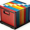 Sinboun Hanging File Organizer, Metal Mesh File Folder Organizer Letter Size Filing Crates File Cabinet Inserts Storage Box