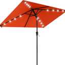 AreShark 6.5' x 10' Rectangular Patio Umbrella with Solar Lights, Solar Powered Lighted Market Umbrella w/Tilt and Crank, Outdoor Table Umbrella for Garden, Deck, Backyard, Pool and Beach, Orange