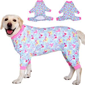 LovinPet Pitbull Dog Pajamas,Pet Pajamas for Dogs, Wound Care/Post Surgery Dog Clothes,Lightweight Stretchy Pitbull P'js, Onesies for Dogs, Seafoam Unicorn Print,Large Breed Rottweiler Jammies /3XL