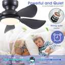 Kviflon 32 Inch Modern Ceiling Fans with Lights, Small Flush Mount Ceiling Fan with Light and Remote/APP Control, 5 Reversible 6 Speeds Curved Blades, 3 CCT Dimmable Lights for Bedroom, Black