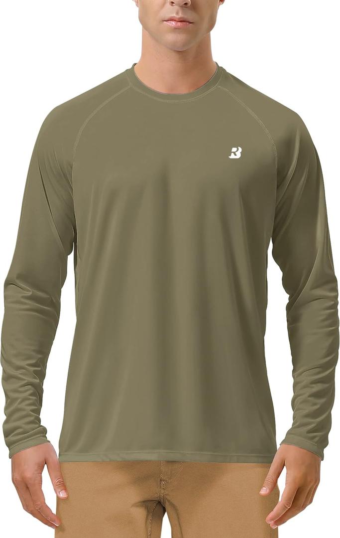 Roadbox Mens UPF 50+ UV Sun Protection Shirts Outdoor Long Sleeve SPF Rash Guard for Fishing Hiking Swimming Running, X-Large