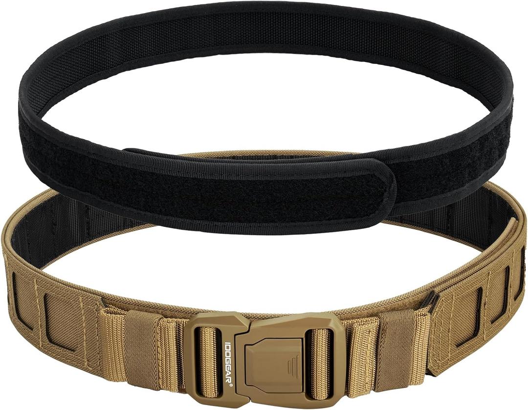 IDOGEAR SPORTS Tactical MOLLE Belt Quick Release Rigger Belt 1.5/2 Inner & Outer Combat Heavy Duty (Medium(34"-38"), Coyote Brown)