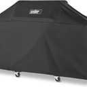 63-Inch Grill Cover for Weber Genesis 300, Heavy Duty BBQ Cover with Straps, Black, 63W x 25.6D x 43.4H inches