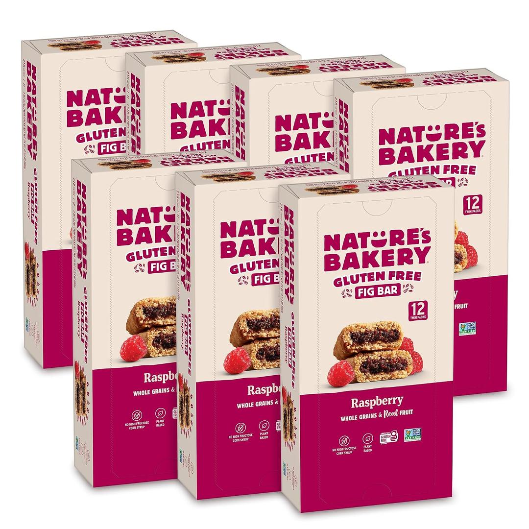 Nature's Bakery Gluten Free Fig Bar, Raspberry, Plant-Based, Vegan Friendly, Kosher, Non-GMO, 2 Ounce (Pack of 12) (EXP 09/08/28)