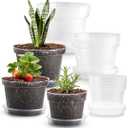 RooTrimmer 15 Pack 8/7/6 Inch Clear Nursery Pots with Saucer, Transparent Plastic Plant Pot with Drainage Hole, Sturdy Planting Starter Pots for Gardening Flower Herb Vegetable