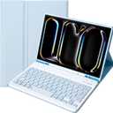 Slim Candy Colors Keyboard Case Compatible with iPad Pro 11 Inch M4 2024 / M5 2025 with S Pen Holder, Mutil Angles Stand Cover Detachable Wireless Keyboard (Light Blue)