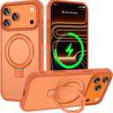 CHAOFEnG Magnetic Compatible with iPhone 17 Pro Max Case with Stand [Military Grade Drop Tested][Compatible with Magnet] Ring Translucent Slim Hard Back Soft Edge, Cosmic Orange