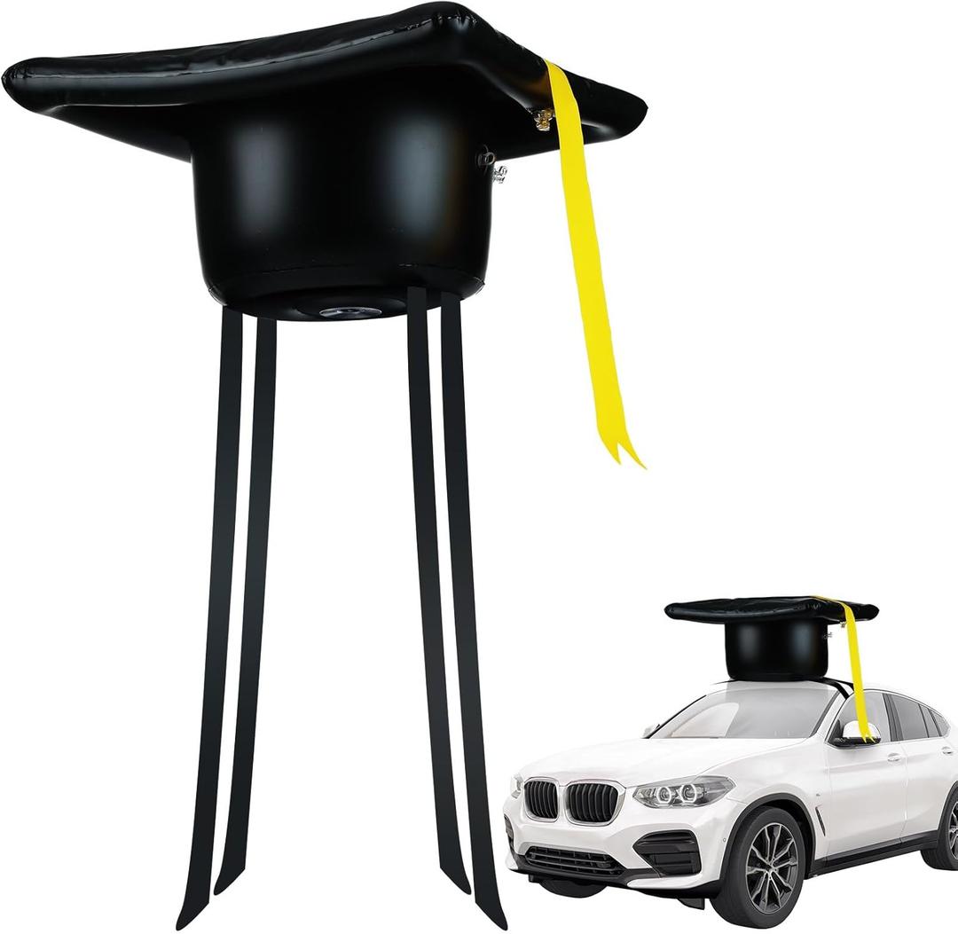 20 Inch Large Inflatable Graduation Cap Car Decoration Class of 2026 Golf Cart Graduation Cap PVC Blow up Decor for Car Roof High School Collage Party Favor Grad Parade(Black)