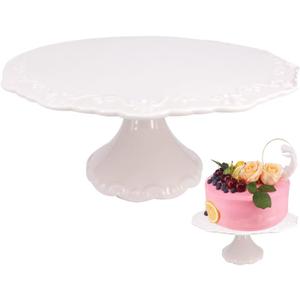 Round White Ceramic Cake Stand 8 Inch, Decorative Cupcake Stand, Dessert Display Plates for Snacks and Cookies, Baby Shower, Birthday, Wedding Party Decor