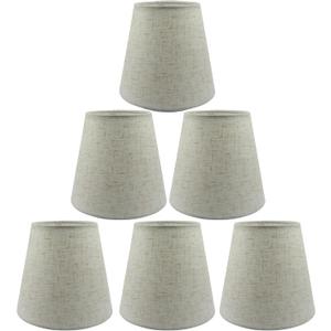 Piutouyar Handmade Chandelier Shades Set of 6, Linen Chandelier Lamp Shades Clip On Small Lamp Shades Replacement(Light Cross Linen)