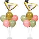 Martini Birthday Party Balloons Stand Kit 2 Sets With 2 Martini Glass Ball Foil Balloons Centerpiece for Tables for Women Girls Birthday Baby Bridal Shower Bachelorette Wedding Decorations