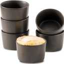 Ramekins 8 oz, Oven Safe Souffl Dishes for Creme Brulee, Souffle, Pudding, Lava Cake, Stoneware Custard Ramikens for Baking, Ceramic Sauce Bowls Set of 6, Kitchen Decor Gift, Matte Black