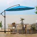 wikiwiki 10ft Patio Umbrellas Offset Outdoor Umbrella Cantilever Hanging Umbrellas w/Infinite Tilt, Fade Resistant Waterproof RECYCLED FABRIC Canopy & Cross Base, for Yard, Garden & Deck, Sky Blue