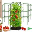 Legigo 4 Pack Square Tomato Cages for Garden- Up to 45 Inch Tomato Trellis Plant Cages Support, Tomato Stakes and Supports Cage for Climbing Vegetables Raised Garden Bed Cucumbers Peppers Flowers