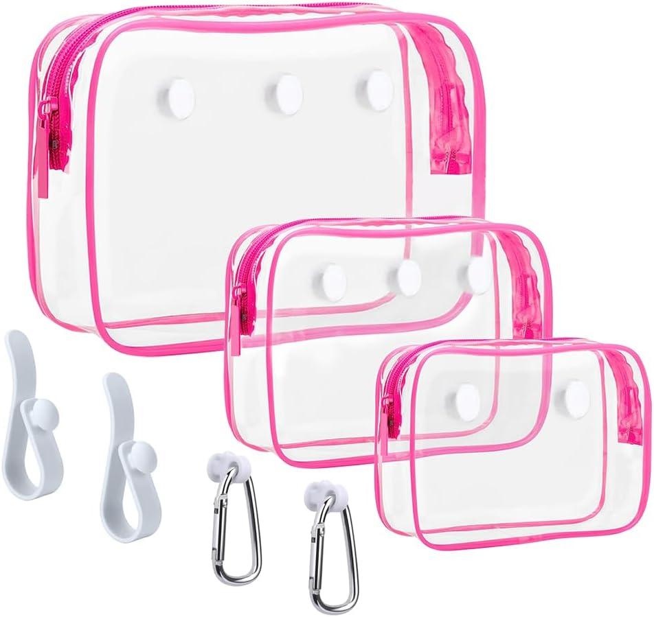 3 Packs Clear Bogg Beach Tote Bag with 2 Pack Insert Hooks Accessories for Bogg Bags Travel Makeup Clean Toiletry Brush Organizer Cosmetic Divider Storage Inner Pouch