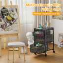 Rolling Utility Cart with 3 Drawers, Craft Organizer and Storage with DIY Divider, Lockable Wheels, Multi-Functional Storage for Art Supplies, Store for Brushes & Paints & Small Parts(Patent Pending), Black, 14.96"D x 13.37"W x 25.2"H