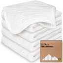 5-Pack Muslin Baby Washcloths for Newborn  12x12" Soft Absorbent Organic Cotton Muslin Wash Cloths for Babies Girl, Boy, Infant, Toddlers, Kids Face Towel, Bath Essentials,Baby Burp Rags (Soft White)