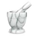 HIC Kitchen Tall Mortar and Pestle Set, Solid Carrara Marble, 4-Inch, Spice Herb Grinder, Pill Crusher, Nut Butter Maker