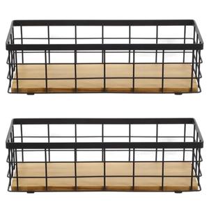2 Pack Small Wire Baskets, Narrow Rustic Storage Bin for Bathroom Counter, Farmhouse RectangleOrganizer Tray for Kitchen Countertop, Pantry, RV, Office Decorative