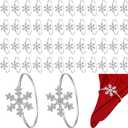 Zhehao 24 Pcs Christmas Snowflake Napkin Rings Crystal Napkin Holders Set Metal Napkin Buckles Rhinestone Serviette Buckle for Xmas Thanksgiving Wedding Party Holiday Dinner (Silver)