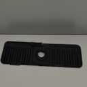 ZJWZLG Faucet Mat for Kitchen Sink, 17.7"X5.5" Silicone Sink Splash Guard with Soap Holder, Snap-On Design & 7slope Fast Drain, Folding Sink Faucet Mat for Universal Kitchen Bathroom SinkBlack