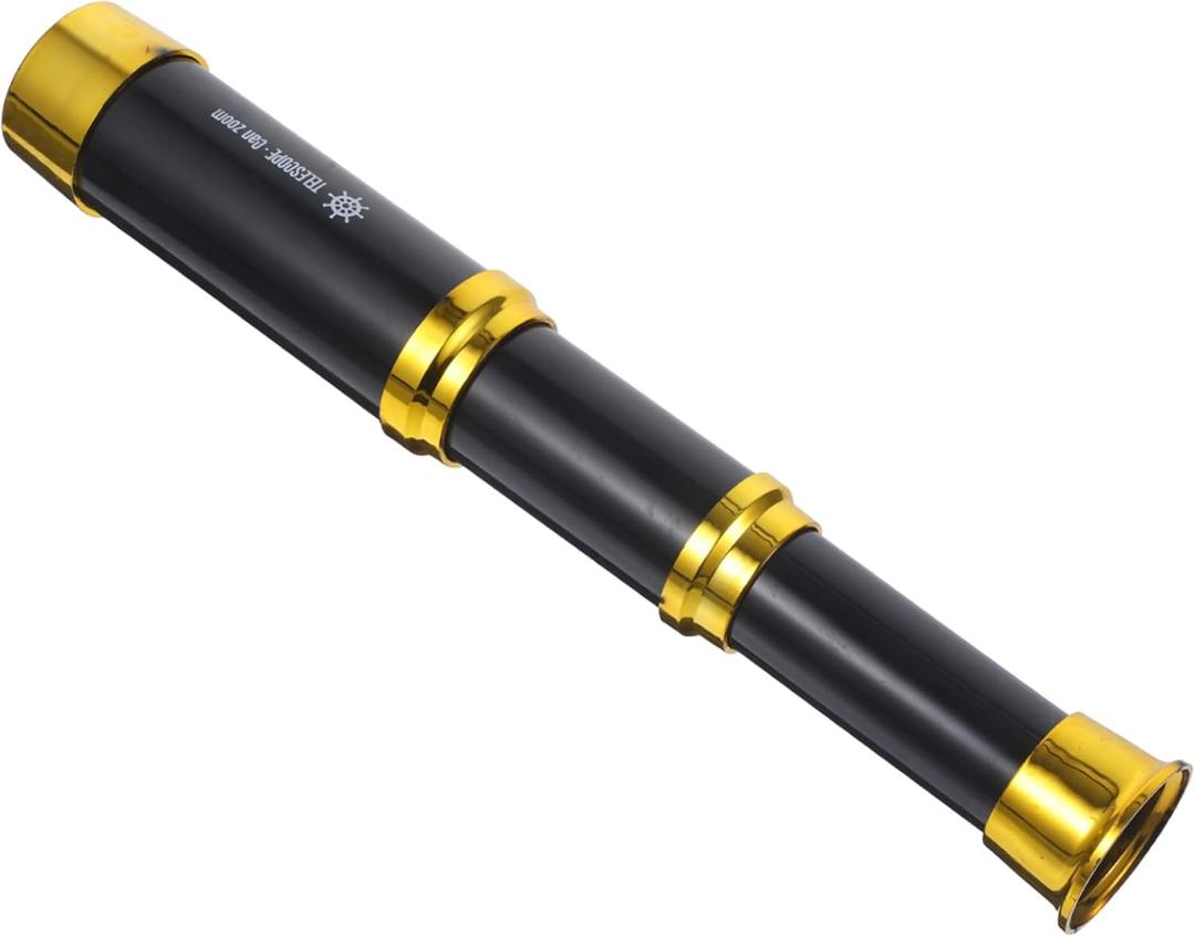SUPVOX Compact Monocular Pirate Telescope Handheld Spyglass for Boys and Portable Black Gold Edge Science Exploration Tool for Outdoor Adventure and Birthday Gift