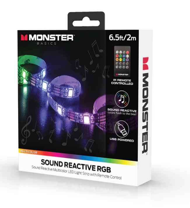 Sound Reactive 6.5 ft Multi-Color LED Light Strip, Remote Control