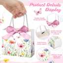 Moinchore 30 Pcs Wildflower Paper Gift Bags Bulk 5.5 x 4.7 x 2.5 in Mini Floral Favor Bags with Handles Bow Ribbon Wrap for Spring Summer Birthday Wedding Home Bridal Shower Garden Supplies