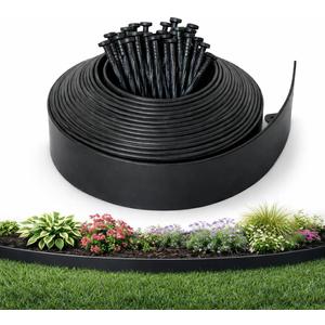 Gardzen Landscape Edging Kit, 40-Foot Long, 3-Inch Tall, No Dig Garden Edging Border for Flower Beds, Tree Rings, Pathways, Includes 40 Spikes (Black)