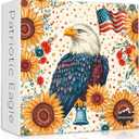 American Flag Eagle Puzzles for Adults 1000 Pieces, Bird Sunflower Jigsaw Puzzles, United States Country Patriotic Puzzles Faith, Majestic Bald Eagle with Liberty Bell Floral
