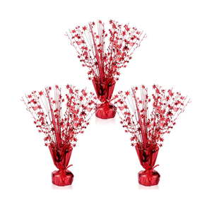 Crowye 3 Pieces Metallic Foil Spray Centerpiece Valentine's Day Table Decoration Party Star Burst Centerpieces Fall Table Decor for Birthday New Year 2026 Party Holiday(Red)