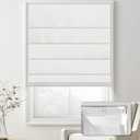 No Drill Blackout Roman Shades for Indoor Windows,Cordless Roman Blinds,Linen No Tools Window Shades,Easy to Install Window Blinds for Home Bedroom,Blackout-White 30" W x 48" H