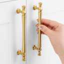 10 Pack 5 Inch Hole Centers, Brushed Gold Kitchen Cabinet Handles Gold Cabinet Pulls Gold Cabinet Hardware for Cabinets ZP2408 Drawer Dresser Cupboard Bedroom Closet Bathroom Vanity