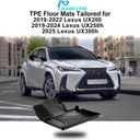 All Weather Floor Mats Fit for 2025 Lexus UX 300h; 2019-2024 Lexus UX 250h; 2019-2022 UX 200 - Custom Fit TPE Floor Liners Accessories for UX 1st and 2nd Row Full Set Car Mats
