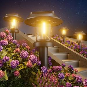 ALEPOD Solar Pathway Lights Outdoor - 8 Pack Solar Powered Garden Lights Waterproof IP65, Decor Landscape Lighting with Three Lighting Modes for Yard, Lawn, Walkway, Driveway, Warm White