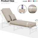 Chaise Lounge Cushions Outdoor, 72 x 21 x 6 Inch Olefin Waterproof and Fade Resistant Patio Furniture Lounge Chair Cushions with Removable Cover, Lounger Pad with Handle and 16 Straps, Gray Apricot