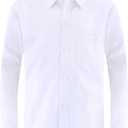 Boys Dress Shirts Long Sleeve, Boys Button Down Shirt Wrinkle-Free for Formal & Casual (Not Tie) (White)
