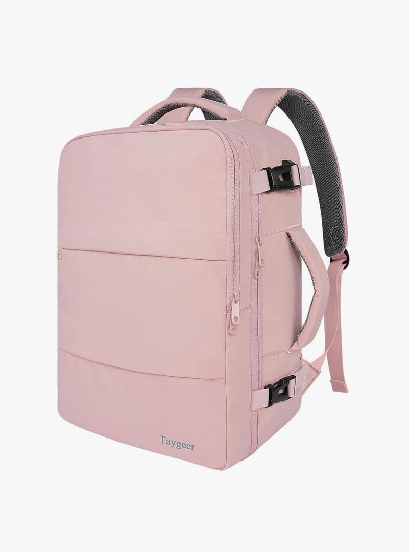 Taygeer Travel Backpack for Women, Carry On Backpack with USB Charging Port & Shoe Pouch, TSA 15.6inch Laptop Mochila Flight Approved, Nurse Bag Casual Daypack for Weekender Business Hiking, Pink