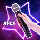 8 x Zubebe 8 Pack Fake Microphone Prop Bulk Pretend Plastic Microphone Toy Fake Mic Pack for Costume Karaoke Music Cosplay Party Favor Arts Crafts Centerpiece Decor